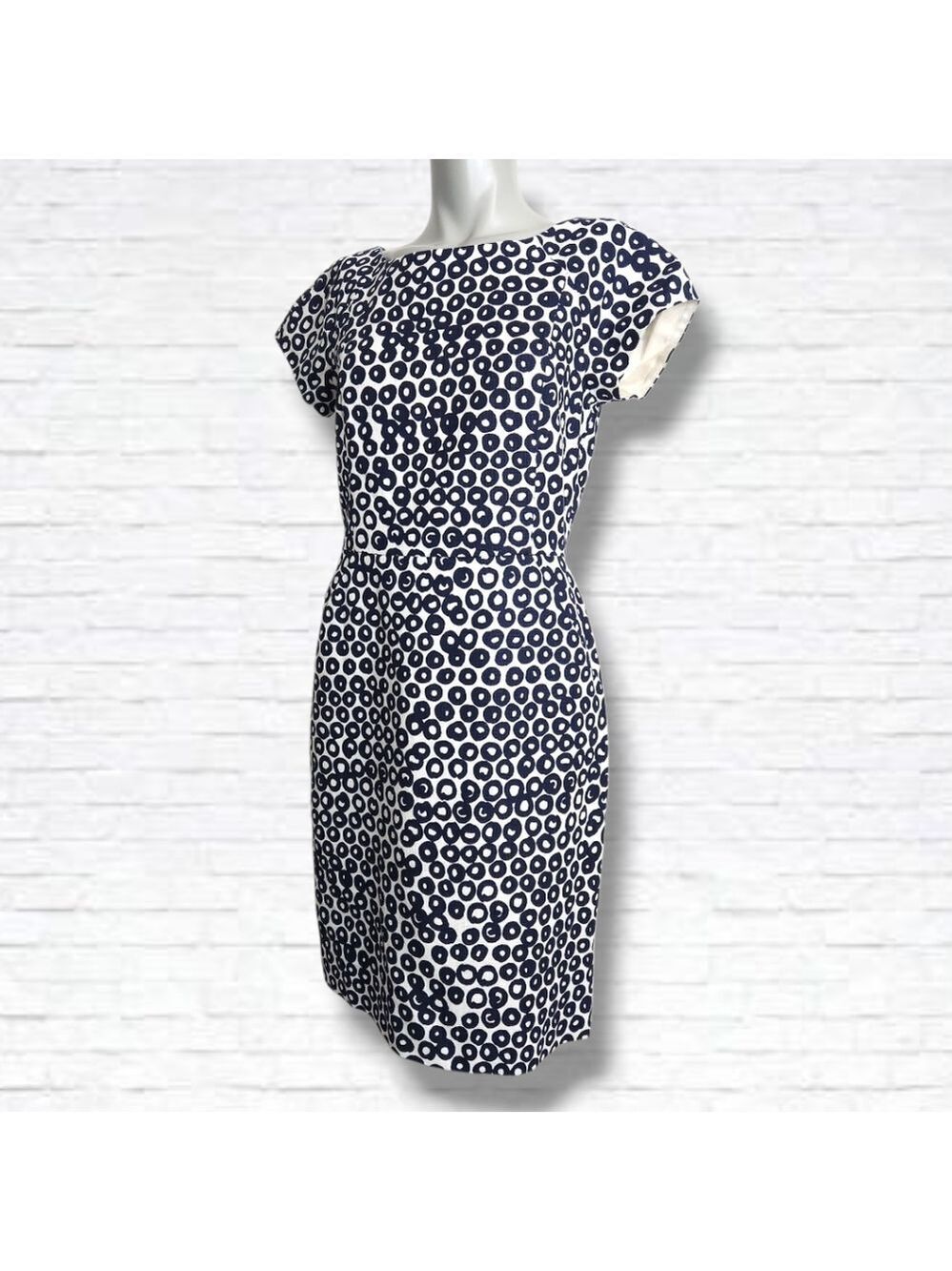 J. Crew Factory Basketweave Circle Print Pencil Sheath Midi Dress Size 6